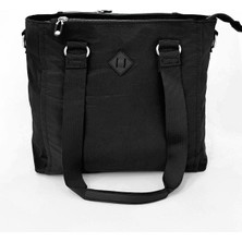 Suya Dayanıklı Klinkır Kumaş Çok Bölmeli Çapraz El ve Omuz Kadın Çanta Siyah