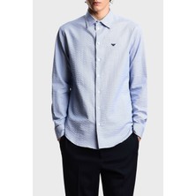 Emporio Armani Jakarlı Pamuklu Regular Fit Klasik Yaka Gömlek Erkek Gömlek EM000099 TE16993 F9026