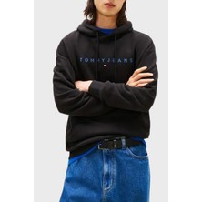 Tommy Jeans Logolu Pamuklu Regular Fit Kapüşonlu Polar Sweat Erkek Sweat DM0DM20746 0gk