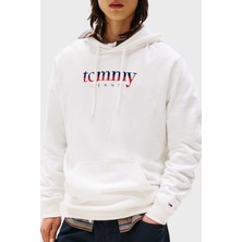 Tommy Jeans Logolu % 100 Pamuk Regular Fit Kapüşonlu Sweat Erkek Sweat DM0DM22113 Ybl