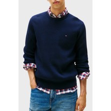 Tommy Hilfiger Pamuk ve Kaşmir Karışımlı Regular Fit Bisiklet Yaka Kazak Erkek Kazak MW0MW40449 Dw5