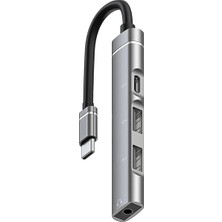 Ally 4in1 Type-C+3.5mm+Usb Girişli Çoğaltıcı Adaptör Çevirici HUB-(5775) - FEİ1460-8458