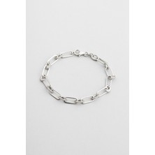 Helena 18 Ayar Beyaz Altın Kaplama Gümüş Zincir Bileklik