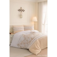 Çift Kişilik Pamuklu Nevresim Takımı Sarmaşık Bej