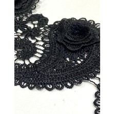 Siyah Şal Desen Apllike Güpür / 2 Li Aplike Model /1 Metre