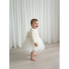 Kız Bebek Gül Desenli Fiyonk Lu Şık Özel Gün Abiye Elbise