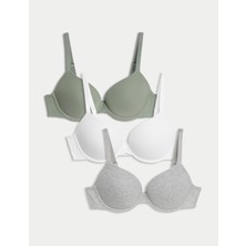 Marks & Spencer 3'lü Pamuklu Push Up T-Shirt Sütyeni