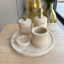 Traverten Mermer Eskitme Aparatlı Beşli Banyo Seti ,traverten Mermer Beşli Banyo Seti