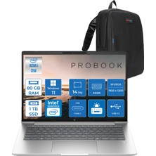 Hp Probook 4 G1I Aı Intel Core Ultra 5 225U 80GB Ddr5 1tb SSD Windows 11 Pro Intel® Aı Boost 14" WUXGA(1920X1200) IPS 300NITS Taşınabilir Bilgisayar C9FH0ETP33 + Zetta Çanta