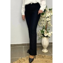 Kadın Siyah Ispanyol Paça Punto Pantolon