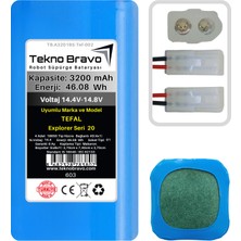 Tekno Bravo (Tefal Explorer Seri  20 Uyumlu) 3200MAH 46,08WH Robot Süpürge Yedek Bataryası