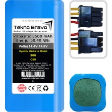 Tekno Bravo (360 C50 Uyumlu) 3500MAH 50,4WH Robot Süpürge Yedek Bataryası