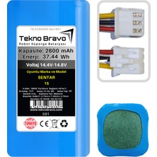 Tekno Bravo (Sentar 1s Uyumlu) 2600MAH 37,44WH Robot Süpürge Yedek Bataryası