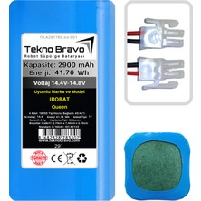 Tekno Bravo (Irobat Queen Uyumlu) 2900MAH 41,76WH Robot Süpürge Yedek Bataryası