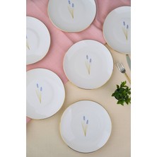 Tabak Evi Porselen Natura Lavanta Altın Yaldız Pasta Tabağı 20,50CM 6 Lı
