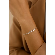Gümüş Renk Pul Asansör Çelik Bileklik - 3578