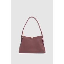 Perli Ayarlanabilir Askılı Fermuarlı El, Kol ve Omuz Çantası Bordo