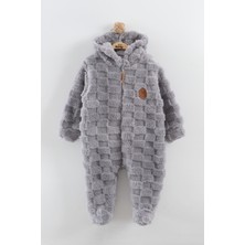 Bebek Kapüşonlu Peluş Tulum (3-6-9-12 Ay)