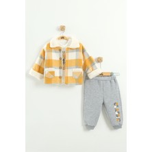 Erkek Bebek Sweatshirt, Pantolon ve Kareli Ceketli 3’lü Takım (9-12-18 Ay)