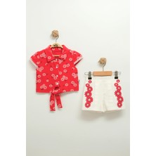 Kız Bebek Desenli Gömlek ve Şort Takımı (9-12-18 Ay)