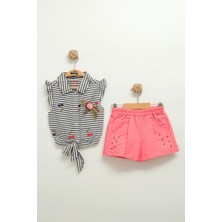 Kız Bebek Çizgili Bluz ve Şort Takımı (9-12-18 Ay)
