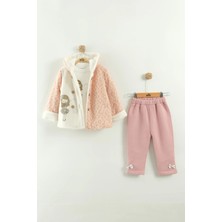 Kız Çocuk Peluş Kaban ve Pantolon Takım (1-2-3 Yaş)