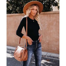 Kadın Uzun Kollu Bisiklet Yaka Kaşkorse Bluz