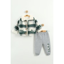 Erkek Bebek Sweatshirt, Pantolon ve Kareli Ceketli 3’lü Takım (9-12-18 Ay)
