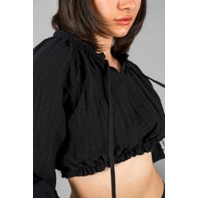 Müslin Kadın Reglan Kol Crop