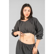 Müslin Kadın Reglan Kol Crop