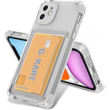 Apple iPhone 11 Kılıf Airbag Tasarımlı Şeffaf Kartlıklı Tkdw G-Kart Kapak-Renksiz