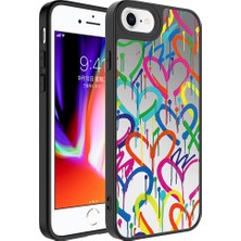 iPhone 8 Plus Uyumlu Aynalı Desenli Kamera Korumalı Parlak Tkdw Mirror Kapak-Kalp