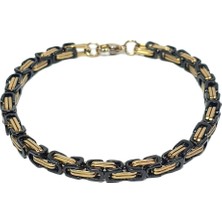 JTAW25BLK1576 Paslanmaz Çelik Kral Tasarım Gold Black Renk Garantili Hediye Kutulu Janti Çelik Bileklik