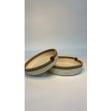 Bej 2'li Yassı Düzenleyici Sepet Takı ve Aksesuar Organizer Seti