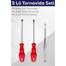 3'lü Tornavida Seti (Düz Tornavida + Yıldız Tornavida + Kontrol Kalemi)