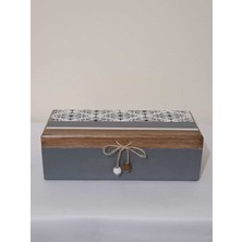 Şık Çok Amaçlı Antrasit Dekoratif El Boyama Kutu 28X12,5X9 cm