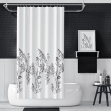 Banyo Perdesi 1X110X200 Tek Kanat Duş Perdesi Halka Hediyeli Duşakabin Perdesi 3389