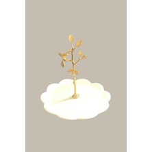 Yaprak Desenli Gold-Beyaz Akrilik Takı Düzenleyici, Şık ve Hafif Stand