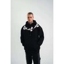 Unisex Uzun Kol Bisiklet Yaka Yıkamalı Sweatshirt - Siyah