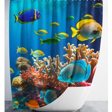 Banyo Perdesi 1X180X200 Tek Kanat Duş Perdesi Halka Hediyeli Duşakabin Perdesi Underwater 2