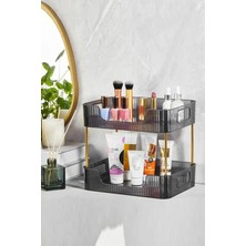 Çift Katlı Çok Amaçlı Düzenleyici Raf, Gri, Banyo, Mutfak, Ofis ve Daha Fazlası