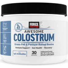 Force Factor Awesome Bovine Gut Immune Colostrum Powder Pasture Raised Grass Fed 30 Servings