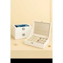 Özel Tasarım Aynalı Beyaz Takı Kutusu ve Standı, Düzenleyici Organizer