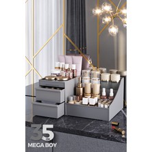 Gri Xl Çekmeceli Makyaj ve Kozmetik Düzenleyici, Takı, Parfüm, Serum, Krem