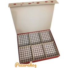 6 Bölmeli Şeffaf Takı ve Hobi Kutusu, Düzenli Çekmece Organizer Kırmızı Beyaz