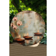 Orkide & Mum Desenli Uv Baskı Mdf Duvar Süsü – 33X33 cm & 20X20 cm DT181