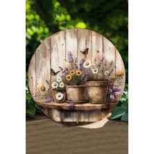 Lavanta & Papatya Saksı Desenli Uv Baskı Mdf Duvar Süsü – 33X33 cm & 20X20 cm DT187