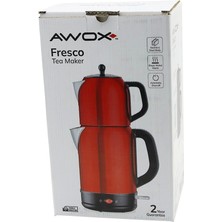Awox Fresco Kırmızı Elektrikli Çay Makinesi Çaycı Set 1.7lt Su Isıtıcı + 1.2lt Demlik Paslanmaz Çelik Gövde 2200W