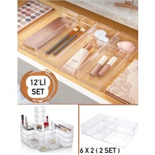 12 Parça Takı ve Aksesuar Düzenleyici Set, Pratik Organizatör, Renkli Tasarım