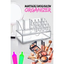Beyaz Plastik Çekmeceli Makyaj ve Takı Organizeri, Düzenleyici